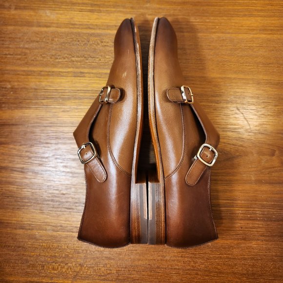 Santoni Handmade Italian Double Buckle Brown Leather Shoes Men (39) main image 5